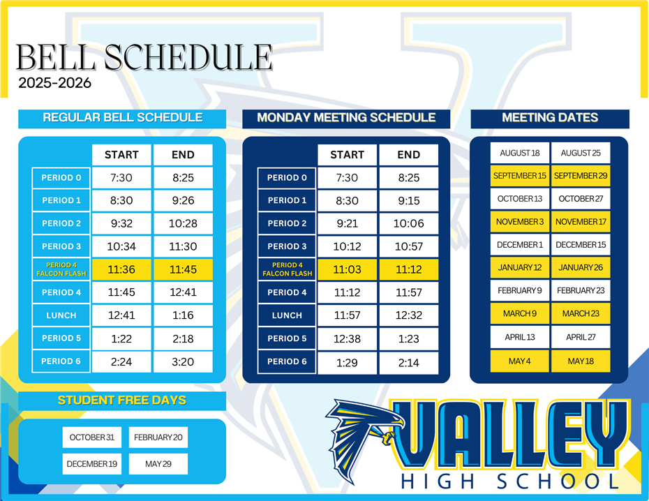  Valley Bell Schedule 2025-2026